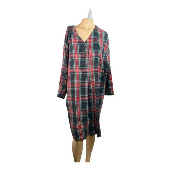 Cinema Etoile Cotton Plaid Nightshirt | Size XL - Picture 1 of 6